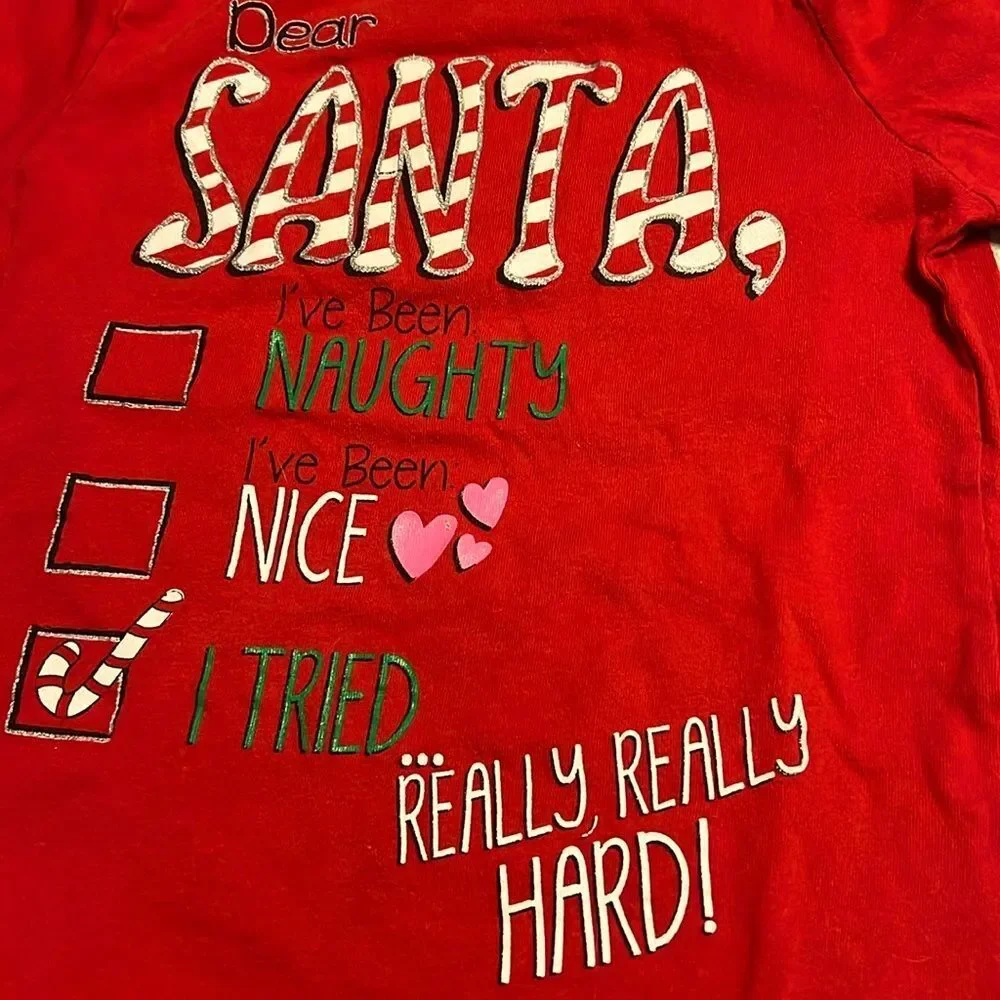 The Children’s Place Christmas Shirt 5/6 Top Red Holiday Santa